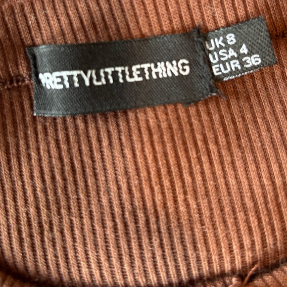 PrettyLittleThing Chocolate Ribbed Mini Dress - Picture 3 of 3